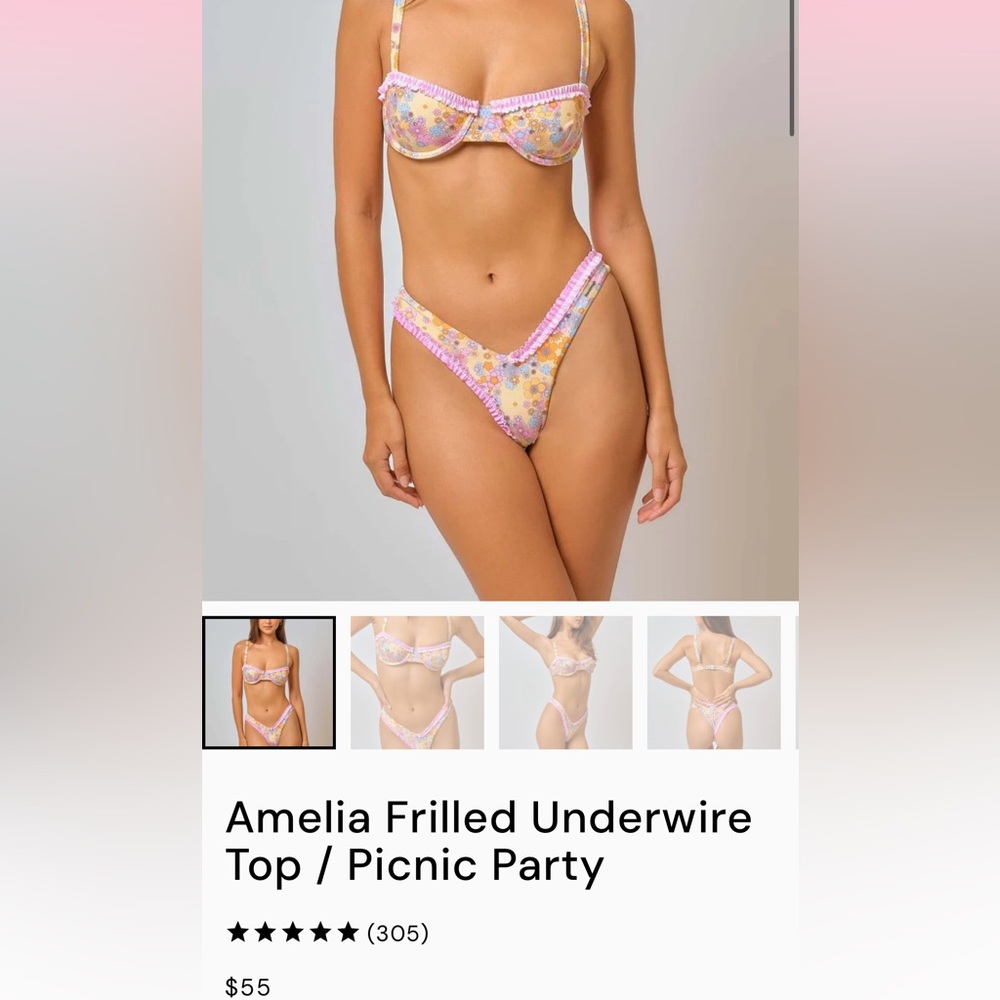 Black bough floral bikini Amelia frilled underwire top & liv string bottoms